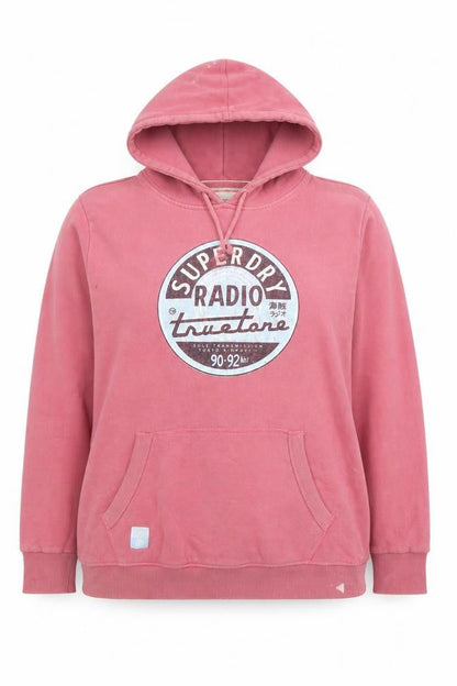 Unisex Adults UK Size 7XL Superdry Pink Pullover Hoodie