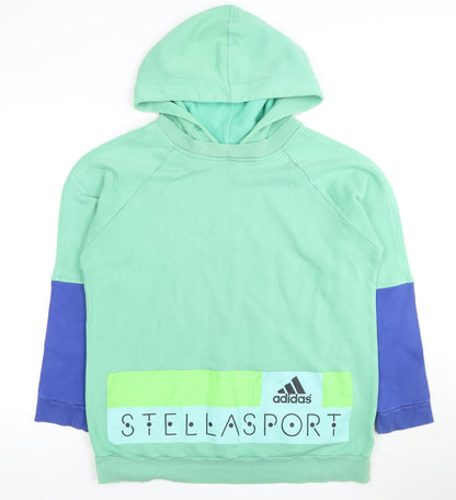 Adidas Women’s Green Colourblock Hoodie Size L