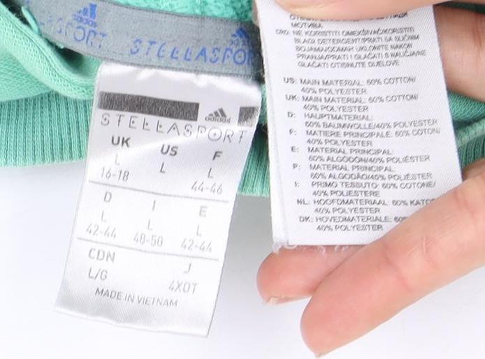 Adidas Women’s Green Colourblock Hoodie Size L