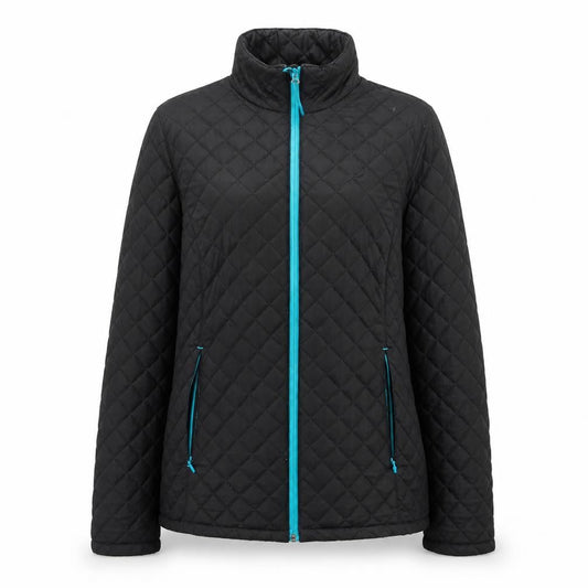 Alpine Women's Black Quilted Jacket, Size 12, Full Zip, Casual
