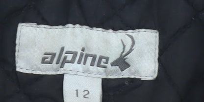 Alpine Women's Black Quilted Jacket, Size 12, Full Zip, Casual