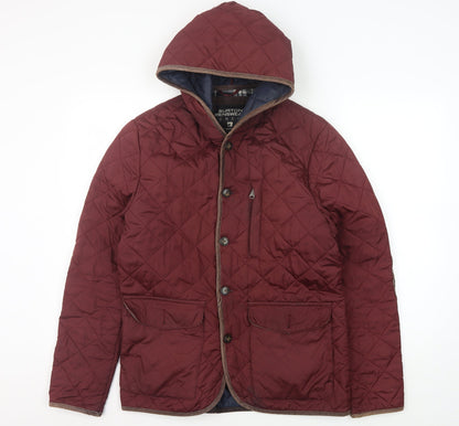 Burton Menswear London Men's Red Quilted Hooded Jacket S