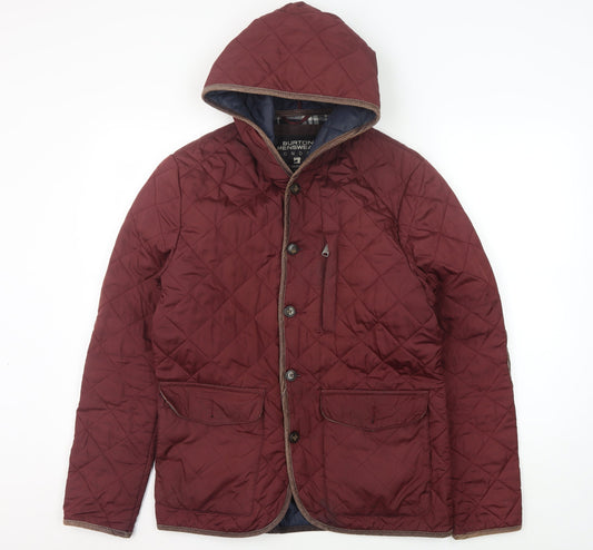Burton Menswear London Men's Red Quilted Hooded Jacket S