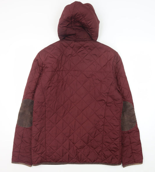 Burton Menswear London Men's Red Quilted Hooded Jacket S