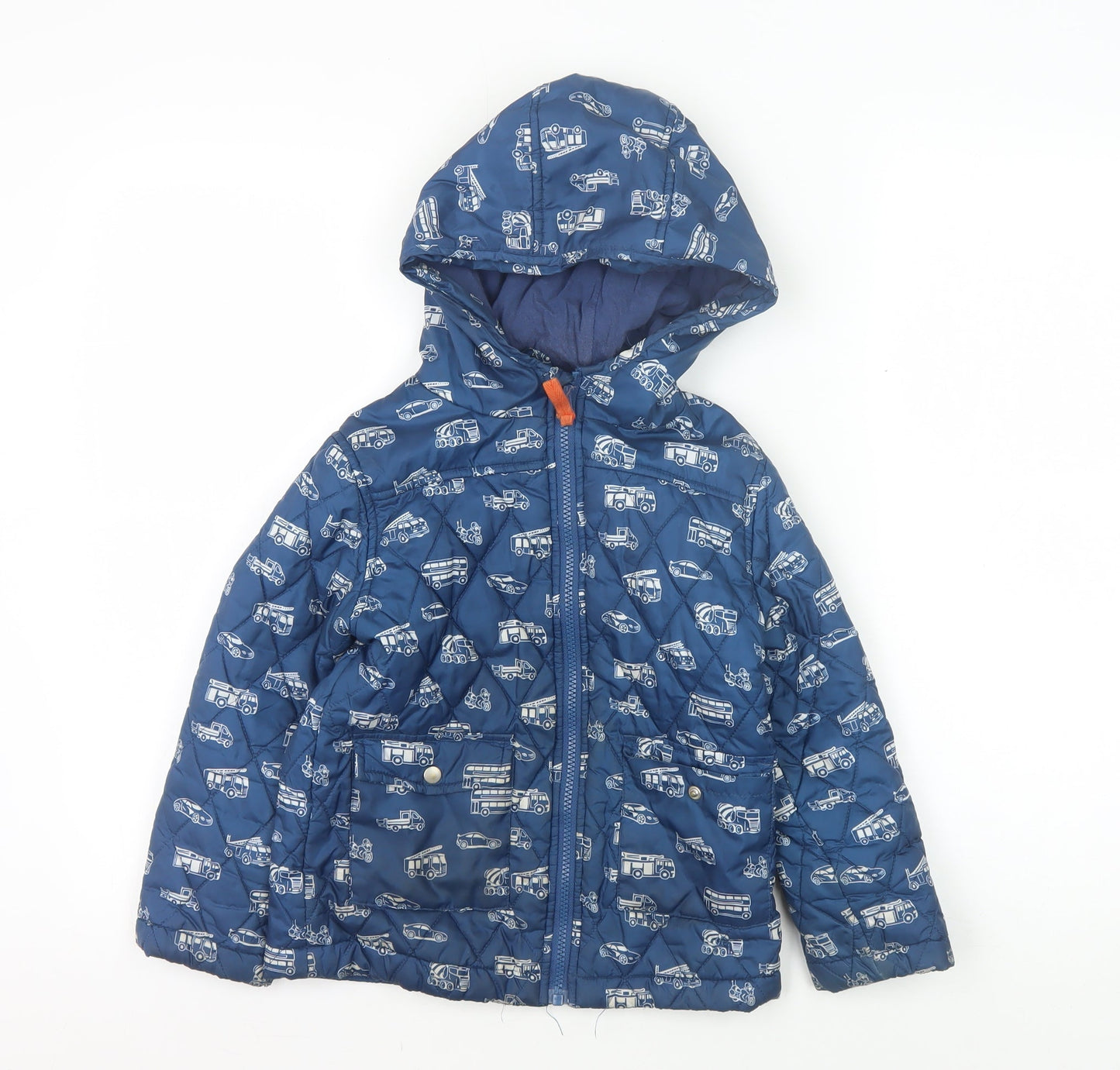 Cath Kids Boys Blue Vehicle Puffer Jacket 5-6 Years Hooded