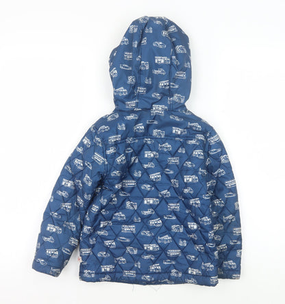 Cath Kids Boys Blue Vehicle Puffer Jacket 5-6 Years Hooded