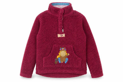 Front view of Toggi girls’ red fleece pullover sweatshirt 7-8 years
