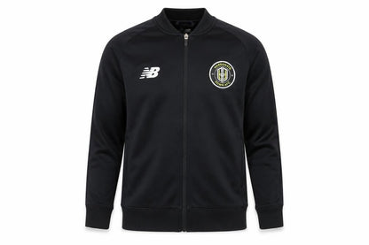 Front view of New Balance boys’ black track jacket 12y polyester zip