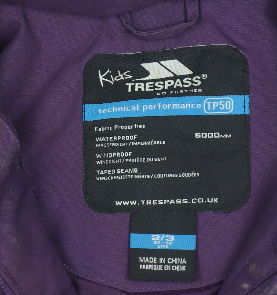 Trespass Kids Purple Waterproof Jacket 2-3 Years, Girls