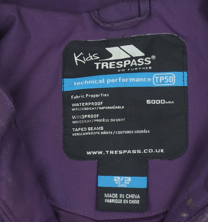 Trespass Kids Purple Waterproof Jacket 2-3 Years, Girls