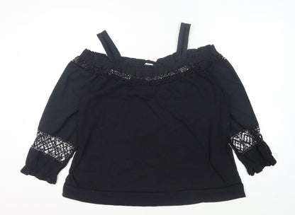 Whistles Women's Black Off the Shoulder Top, Size 10