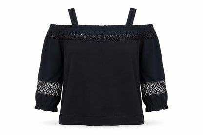 Whistles Women's Black Off the Shoulder Top, Size 10