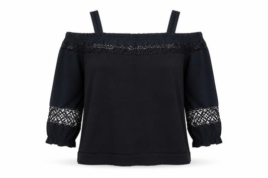 Whistles Women's Black Off the Shoulder Top, Size 10