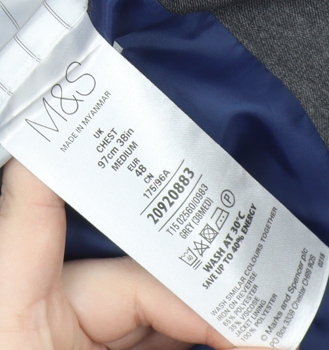 Mens UK Size 38 Marks and Spencer Regular Grey Suit Jacket