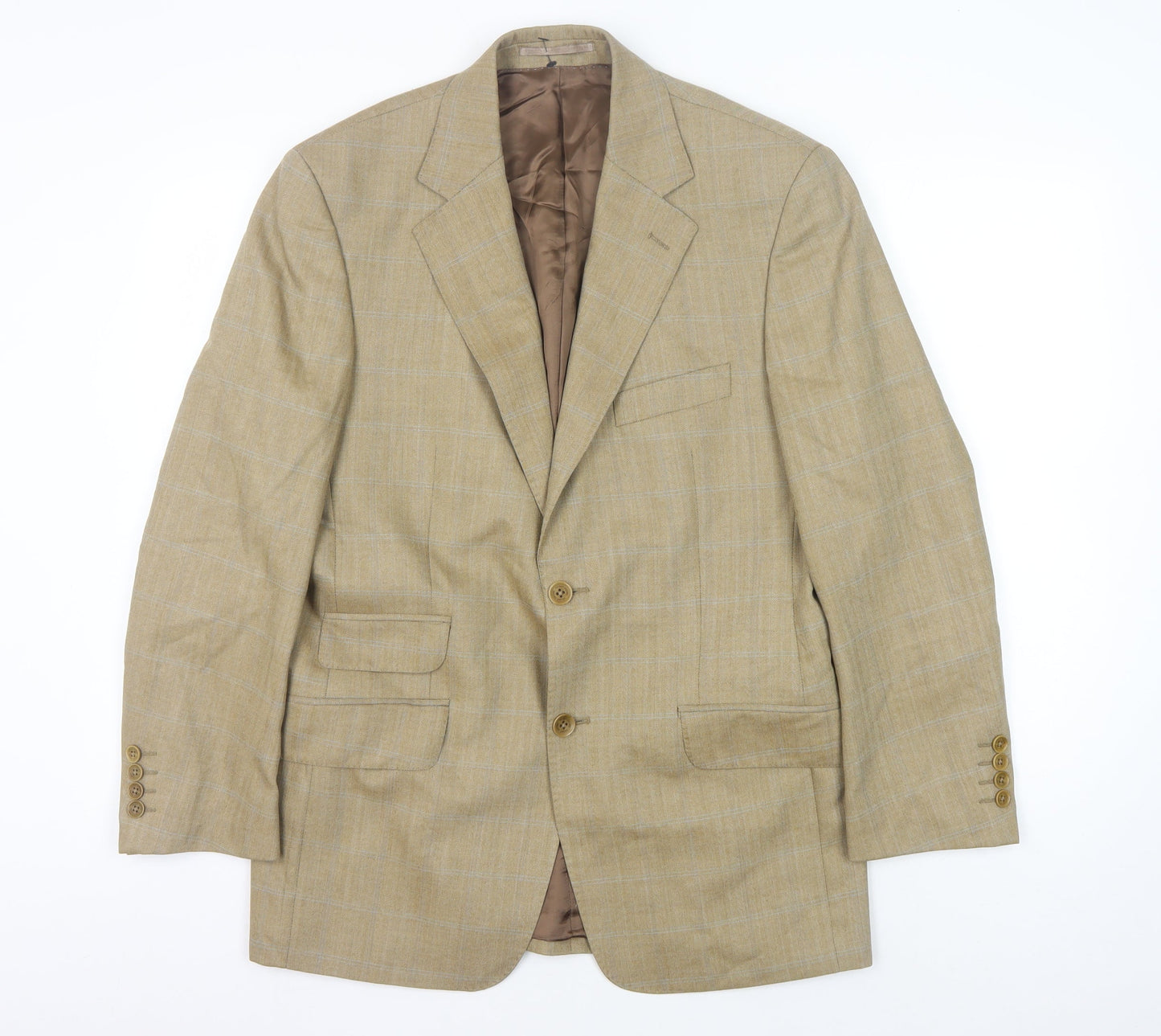 Mens UK Size 38 Racing Green Regular Beige Suit Jacket