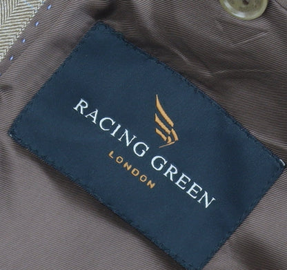 Mens UK Size 38 Racing Green Regular Beige Suit Jacket