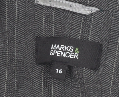 Marks and Spencer Grey Pinstripe Women's Blazer Size 16