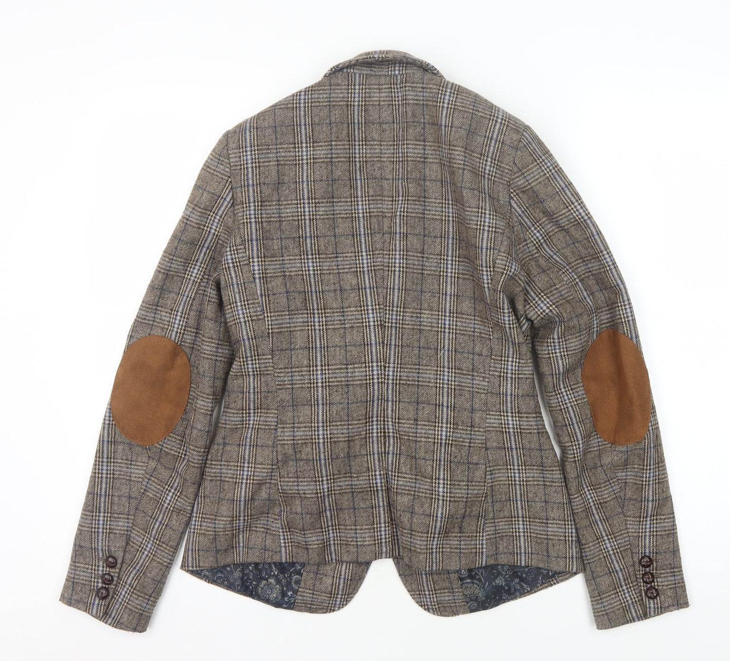 H&M Women's Brown Plaid Wool Blazer, Size 10, Autumn