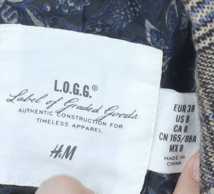 H&M Women's Brown Plaid Wool Blazer, Size 10, Autumn