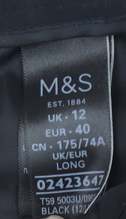 Womens UK Size 12 Marks and Spencer Regular Fit  Black Trousers