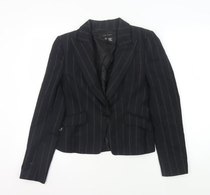 Zara Woman Black Pinstripe Blazer, Size 5, Office Wear