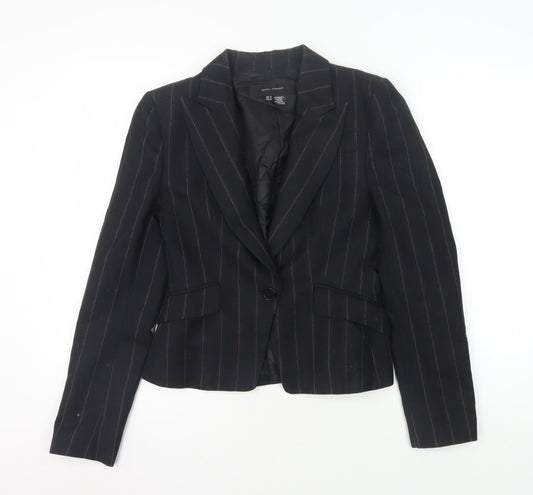 Zara Woman Black Pinstripe Blazer, Size 5, Office Wear