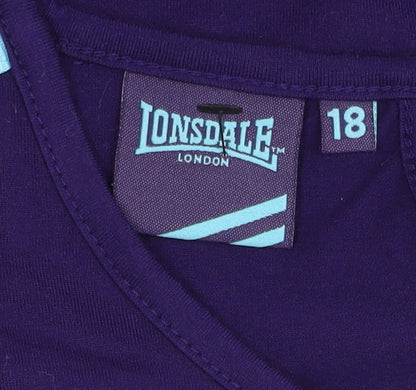 Lonsdale Women's Purple T-Shirt Size 18 Short Sleeve