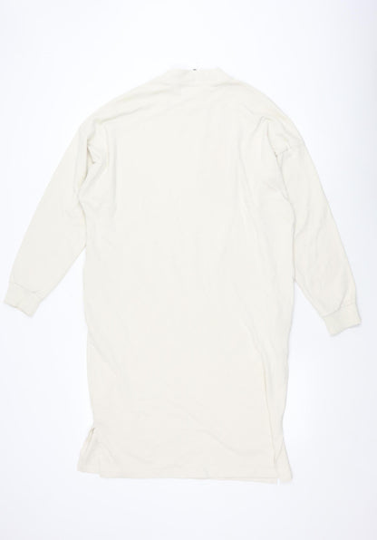 Monki Women's White T-Shirt Dress in Size S, Cotton