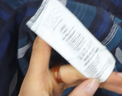 Marks and Spencer Men's Blue Striped Polo Shirt L