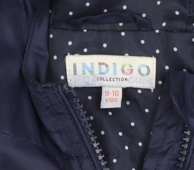 Indigo Collection Girls Blue Mid-Length Hooded Jacket 9-10 Years