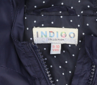 Indigo Collection Girls Blue Mid-Length Hooded Jacket 9-10 Years