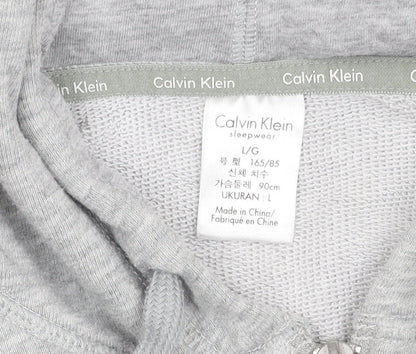 Womens UK Size L Calvin Klein Grey Full Zip Hoodie