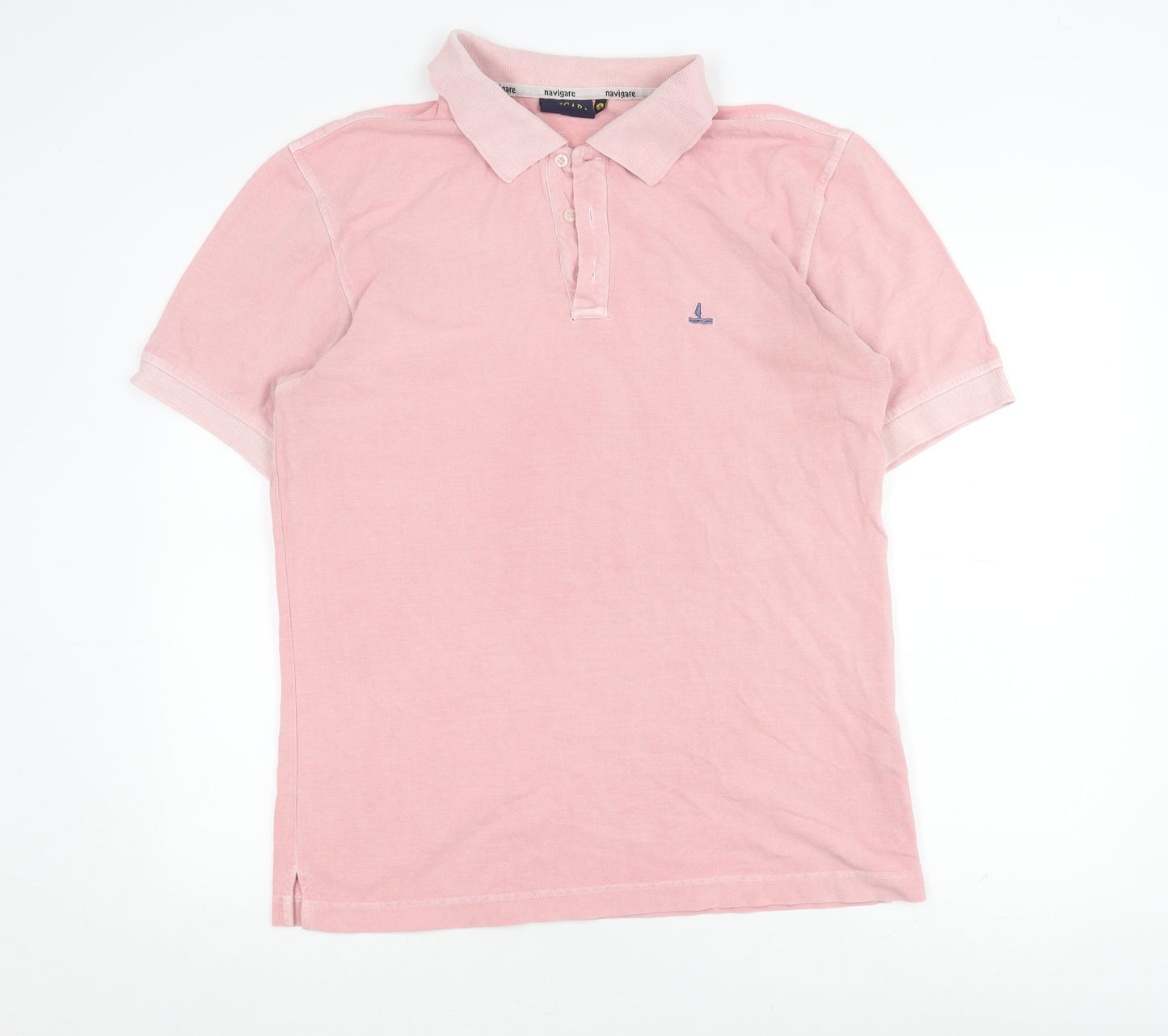 Navigare Men's Pink Polo Shirt L Collared Short Sleeve