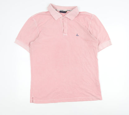 Navigare Men's Pink Polo Shirt L Collared Short Sleeve