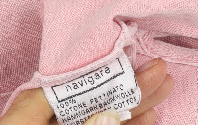 Navigare Men's Pink Polo Shirt L Collared Short Sleeve