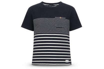 Front view of Shore Leave unisex black striped cotton t-shirt m