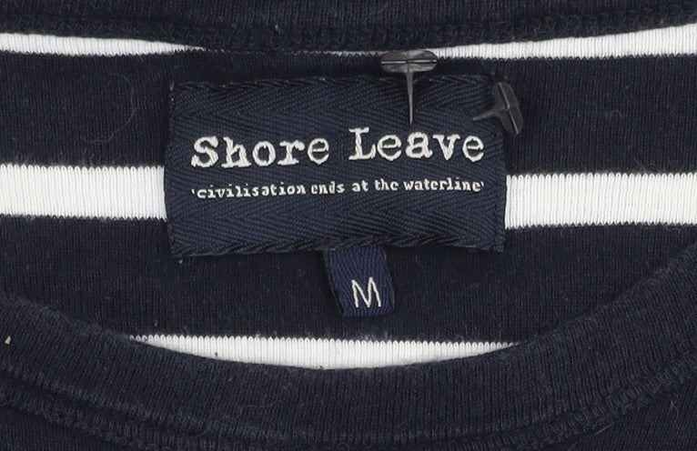 Shore Leave Unisex Black Striped Cotton T-Shirt M