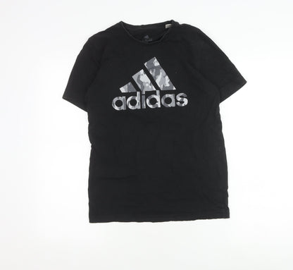 Adidas Men's XS Black Cotton Logo T-Shirt