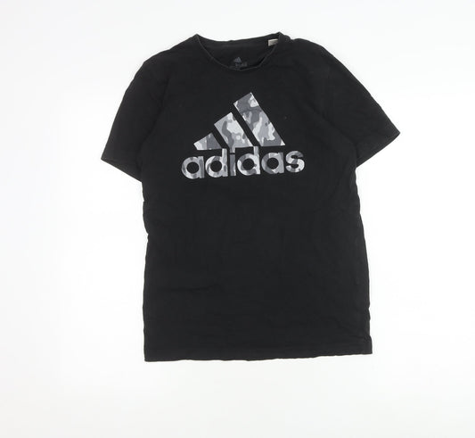 Adidas Men's XS Black Cotton Logo T-Shirt