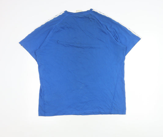 Adidas Men's Blue T-Shirt Large Crew Neck Cotton