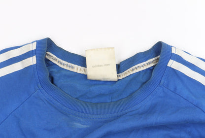 Adidas Men's Blue T-Shirt Large Crew Neck Cotton