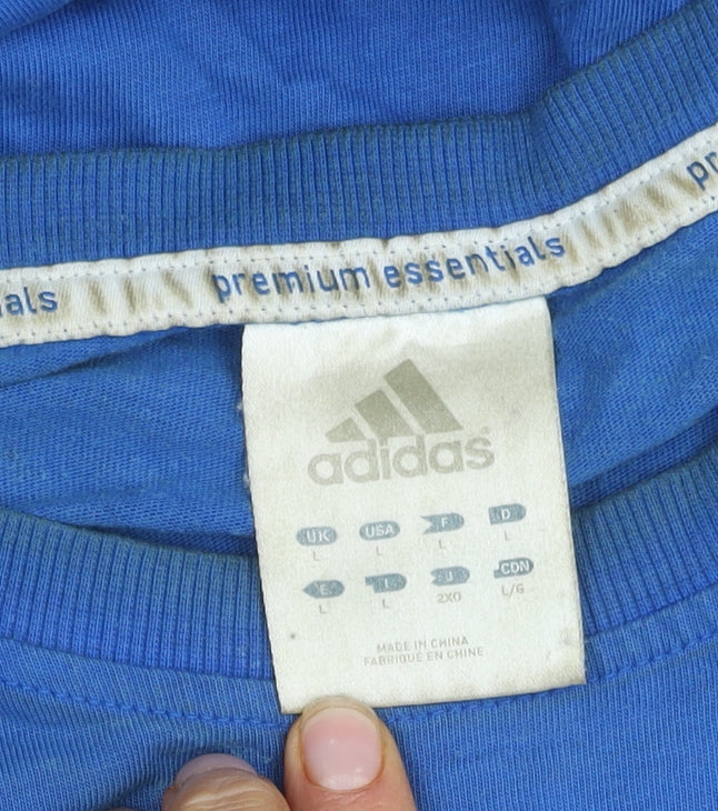 Adidas Men's Blue T-Shirt Large Crew Neck Cotton