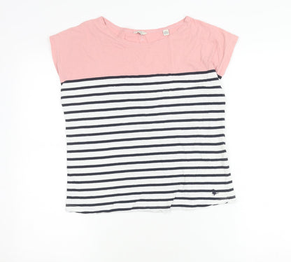 Jack Wills Women's Pink White Stripe T-Shirt Size 8