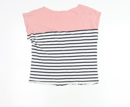 Jack Wills Women's Pink White Stripe T-Shirt Size 8