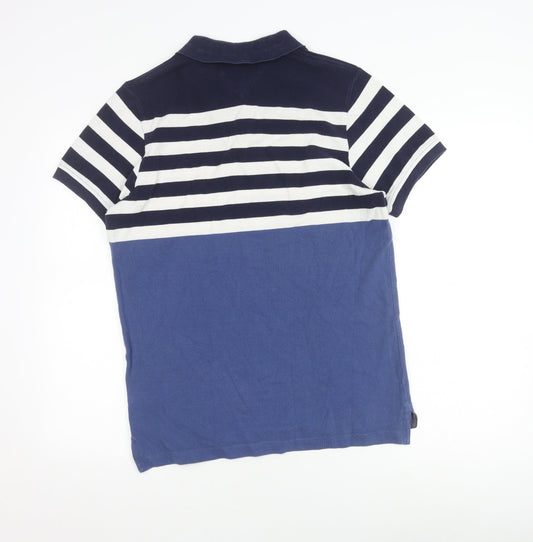 Tommy Hilfiger Men's Blue Striped Polo Shirt, Slim Fit M, Casual Style