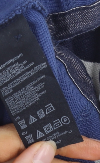 Tommy Hilfiger Men's Blue Striped Polo Shirt, Slim Fit M, Casual Style