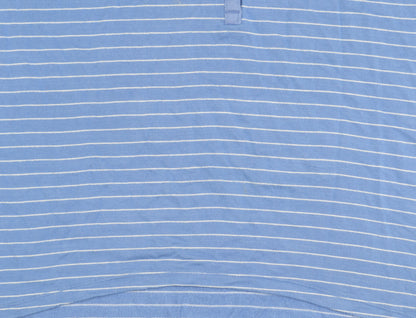 Lands' End Women's Blue Striped 3/4 Sleeve T-Shirt L