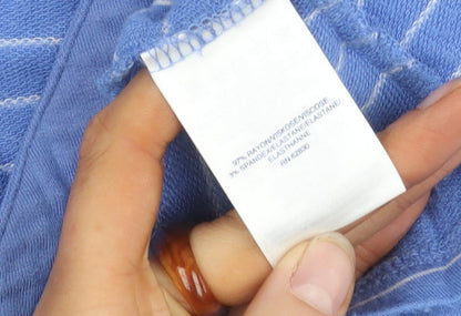 Lands' End Women's Blue Striped 3/4 Sleeve T-Shirt L