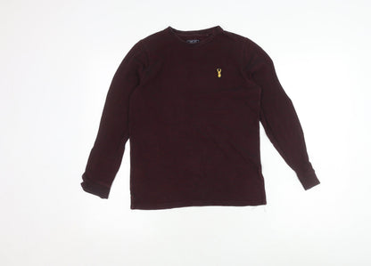 Next Boys Red Long Sleeve Cotton Pullover Top Size 12