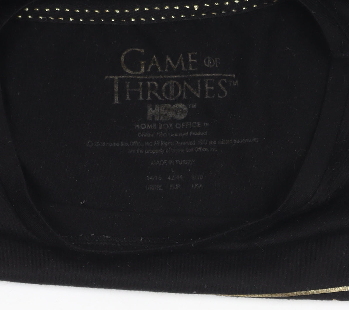 Unisex Adults UK Size 14 Game Of Thrones Black  T-Shirt